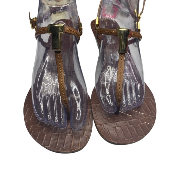 Tory Burch t logo thong Brown Wedge Sandals size 9 - Picture 2 of 11